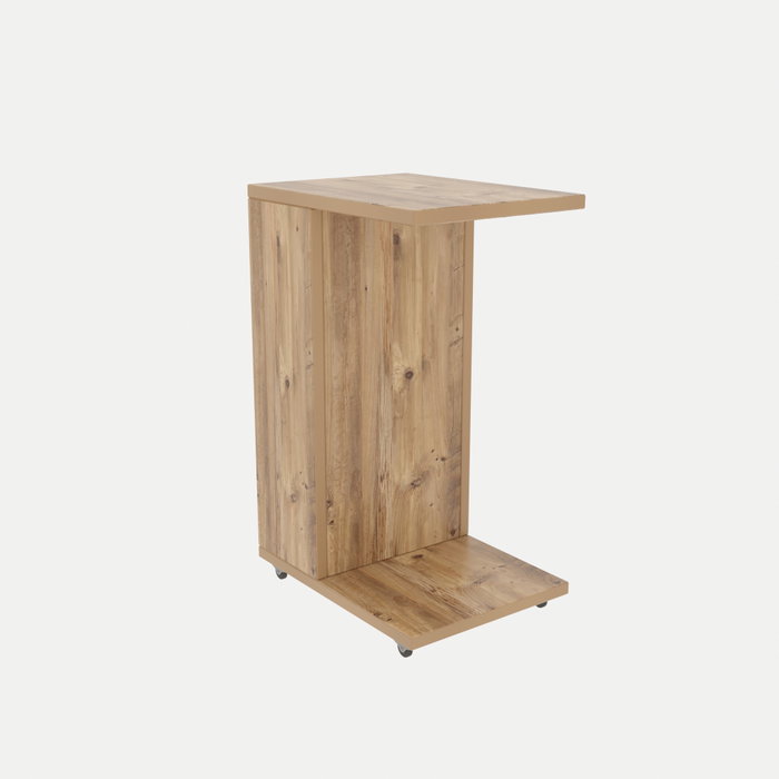 Hanah Home Mesa Auxiliar Rústica Escandinava Pino 30x40x63cm Tablero Melamina 18mm Patas Con Ruedas